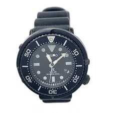 Used SEIKO◆Solar watch/Analog/Rubber/BLK/BLK/V147-0BG0