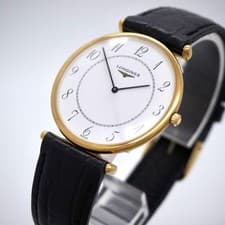 LONGINES Grand Classic Vintage Watch Gold Black 33mm Quartz Cleaned New Battery