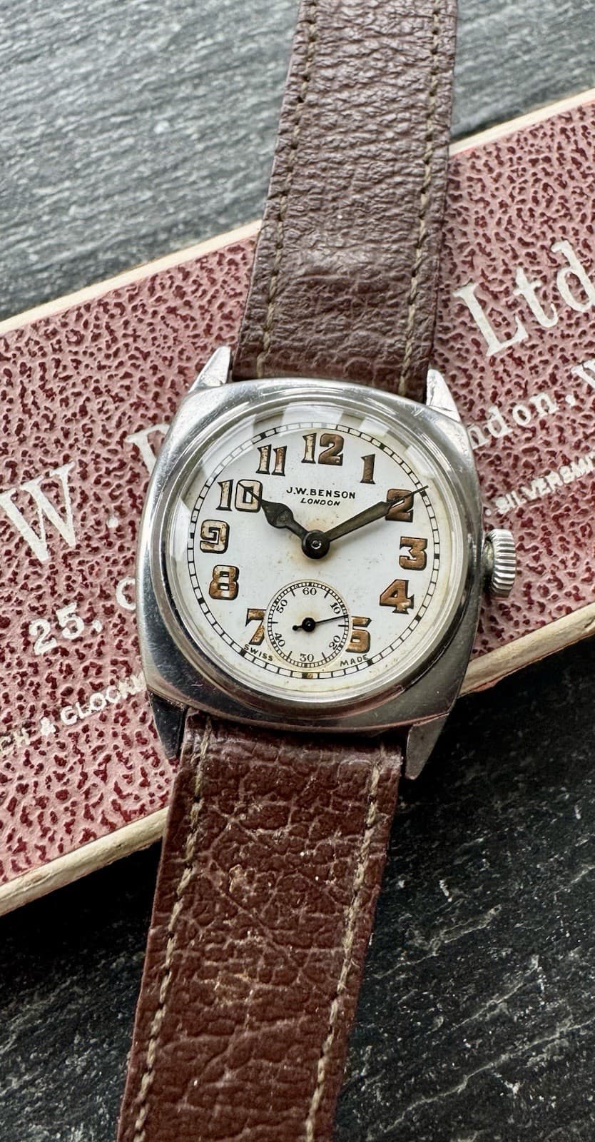 VINTAGE J. W. BENSON MEN WRISTWATCH SWISS MADE CIRCA:1920-40’s