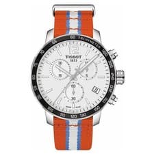 Tissot Quickster Chronograph NBA Men Orange Gray Sport Watch Nylon Wristwatches