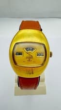 Vintage Sicura Jump Hour Gold-Plated Automatic Swiss Men’s Watch 17J Working