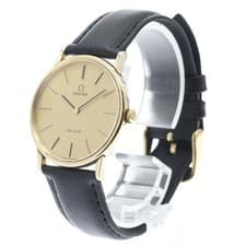 OMEGA DEVILLE 111.140 33mm SS/GP Leather Strap Hand-Wind Gold Dial #C2023