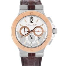 Bvlgari Diagono Two-Tone 18k Rose Gold Steel Silver 42mm DGP42SGCH Watch