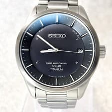 SEIKO SBTM211 7B24 Solar Powered Titanium Watch Black Dial Tested