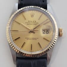 Rolex Oyster Datejust Ref 16013 Mens 36mm 1970s 18k SS Vintage Automatic RA615B