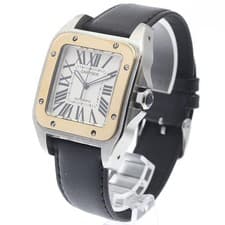 CARTIER SANTOS 100 LM W20077X7 38mm SS/YG Silver Dial Automatic #C055