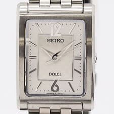 Seiko Dolce 4J41-0AC0 QZ White Silver Dial Mens Watch Working Collectible