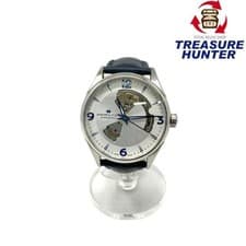 Hamilton Jazzmaster Automatic Watch Blue Open Heart Silver 42mm Used