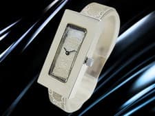 GUCCI Bangle Watch GG Pattern Stainless Steel Rectangle Manual Winding