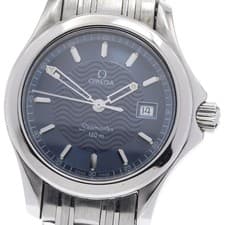 OMEGA Seamaster120 2571.81 Date Navy Dial Quartz Ladies Watch_947424