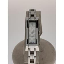 Used GUCCI◆Quartz watch/analog/stainless steel/WHT/SLV/110