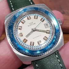 1970s Glycine Automatic Vintage Dive Watch 20ATM Swiss, Concave World Time Bezel