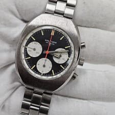 Vintage Waltham Chronograph Panda Dial B418 Black Dial Valjoux 7736 Rare Watch