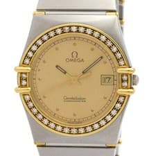 OMEGA Constellation Diamond 18K Gold Steel Mens Watch 498.0876 Polished BF584916