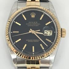 Rolex Datejust Steel & 18k Gold Black Dial 36mm Automatic Watch 1601