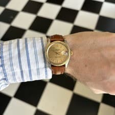 1974 Rolex Ref 1500 Date Automatic Cal 1575 14k Fluted Bezel Wrist Watch