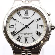Seiko Dolce Solar Dress Watch Mens Roman Index 7B22 0AM0 wrist 17cm
