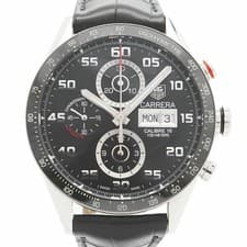 6wcb0157 TAG HEUER Carrera CV2A1R Black Dial Used Men s Watch from JAPAN