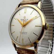 50s working Seiko Marvel 14021 K14 gold plated S mark wristwatch