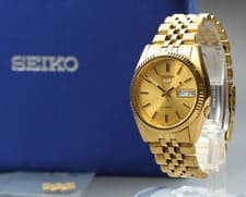 Vintage N MINT / Case Seiko 5 7S26-3110 Gold Day Date 36mm Automatic Men's Watch