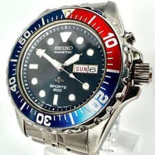 SEIKO 5M43-0A40 Diver Watch Pepsi Bezel Wristwatch Kinetic Authentic