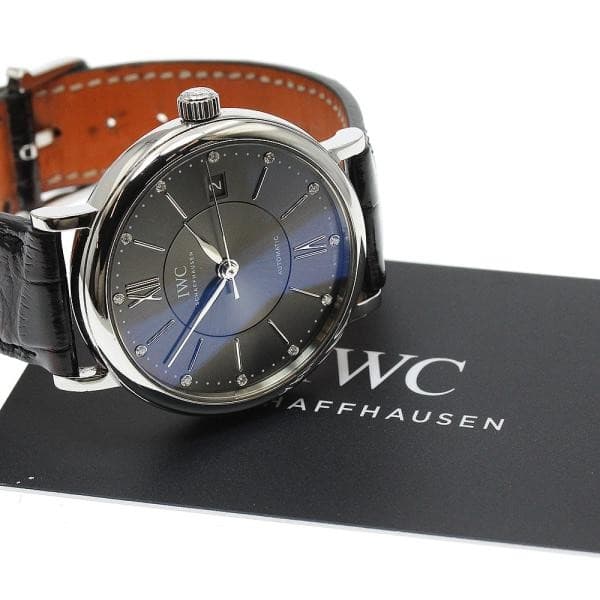 IWC PORTOFINO IW458102 37MM SS Leather Grey Dial Automatic Date #C533