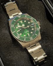 Sanmartin Green Sub Automatic Watch NH35 Stainless Steel