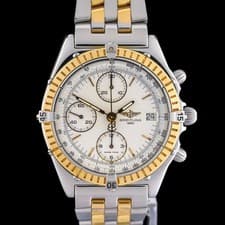 Breitling Chronomat D13047 White Dial 18k Gold & Steel 39mm Automatic Men Watch