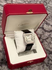 Cartier Santos 100 XL Large 38mm 2656 White Dial Leather Strap W20073X8 With Box