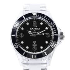 BAPE BAPEX Skeleton Clear Quartz Watch Black Rare Y2K Men's Japan