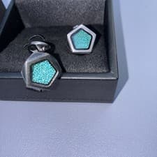 Tateossian cufflinks to suit Patek Philippe Tiffany & Co colour scheme turquoise