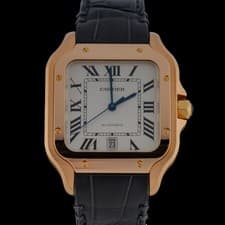 Cartier Santos Large WGSA0019 Silver Opaline Dial 40mm 18k Rose Gold Watch +B&P