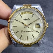 Rare MIDO President Commander Gold Dial Automatic Two Tone 1970s Watch Vintage