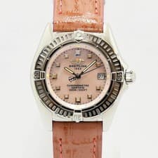 Breitling Ladies Callistino A72345 SS Stainless Steel Aftermarket leather Pink