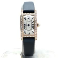 Cartier Tank Americaine 19mm Quartz 18k Rose Gold Diamond Bezel Ladies WB707931