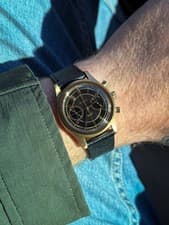 Baltic Bicompax 002 Chronograph 38mm Black and Gold Mens Watch Near Mint!