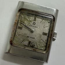 Genuine OMEGA De Ville 511.344 Cal.485 17J Square Silver Ladies Watch Junk Parts
