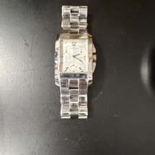 Baume & Mercier Men's Silver Chronograph Stainless Steel Rectangle Wristwatch