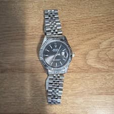 Rolex Datejust Stainless Steel Fluted Bezel Gray Dial Date