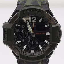 Casio GA-1100SC QZ Black World Time Men's Wristwatch Working Rare Collectible