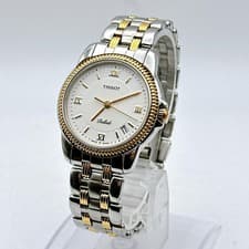 TISSOT Ballade Men's Silver Date Watch Working Battery Authentic Used