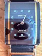 RADO Quartz Watch jubilé watch Square 153.0283.3N Black Dial with 12 diamonds