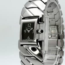 Christian Dior Art Deco D72-100 Bangle Watch Black Dial New Battery Working SF