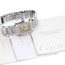 CARTIER TANK FRANCAISE SM W51008Q3 20mm SS Beige Dial Quartz #C428
