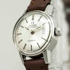 *NEAR MINT* Vintage OMEGA Geneve Cal.684 Automatic Date Silver Dial Women's 20mm