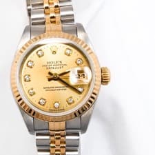 ROLEX Datejust 10P New Diamond Champagne Dial Two-Tone 69173G Women Watch