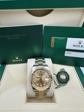 Rolex Datejust 41 126333 18K Fluted Two Tone Champagne Diamond Dial Oyster B&P