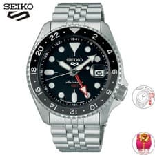 Seiko 5 Sports SBSC001 GMT Automatic Black Men's Watch New in Box Japan