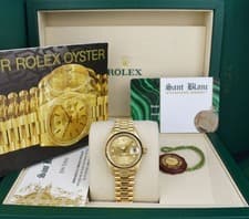 ROLEX Ladies 18kt Gold Datejust PRESIDENT Champagne DIAMOND Dial Model 69178