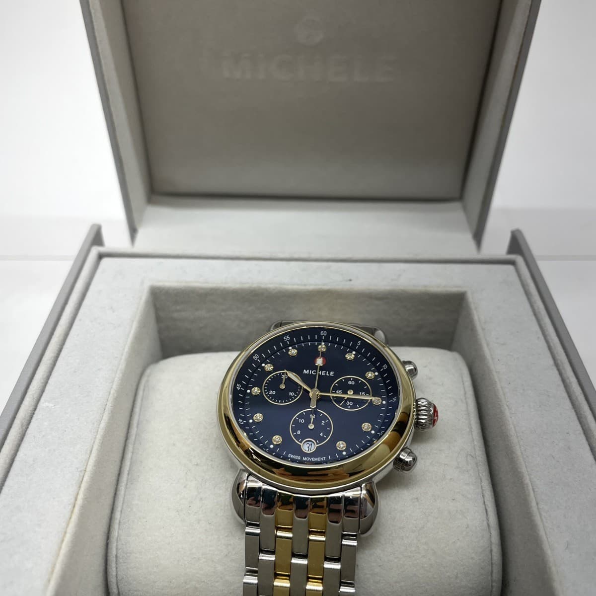 MICHELE CSX BLUE DIAL TWO TONE CHRONOGRAPH WATCH (CMP124248)